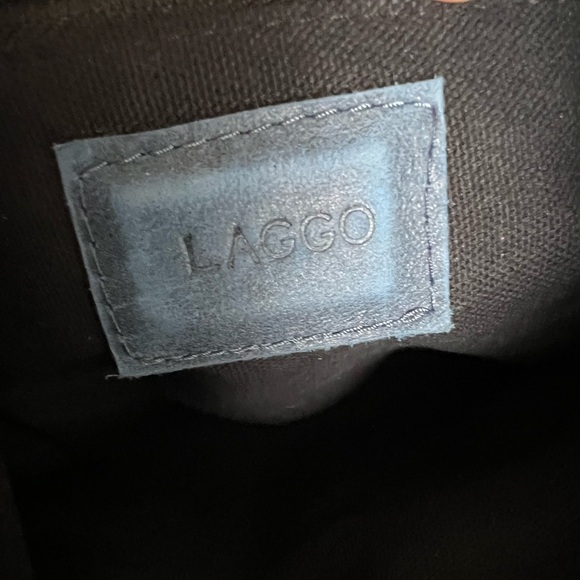 Laggo Blue Leather Crossbody Bag Whipstitch Pocket Boho Hobo Shoulder - Picture 11 of 16